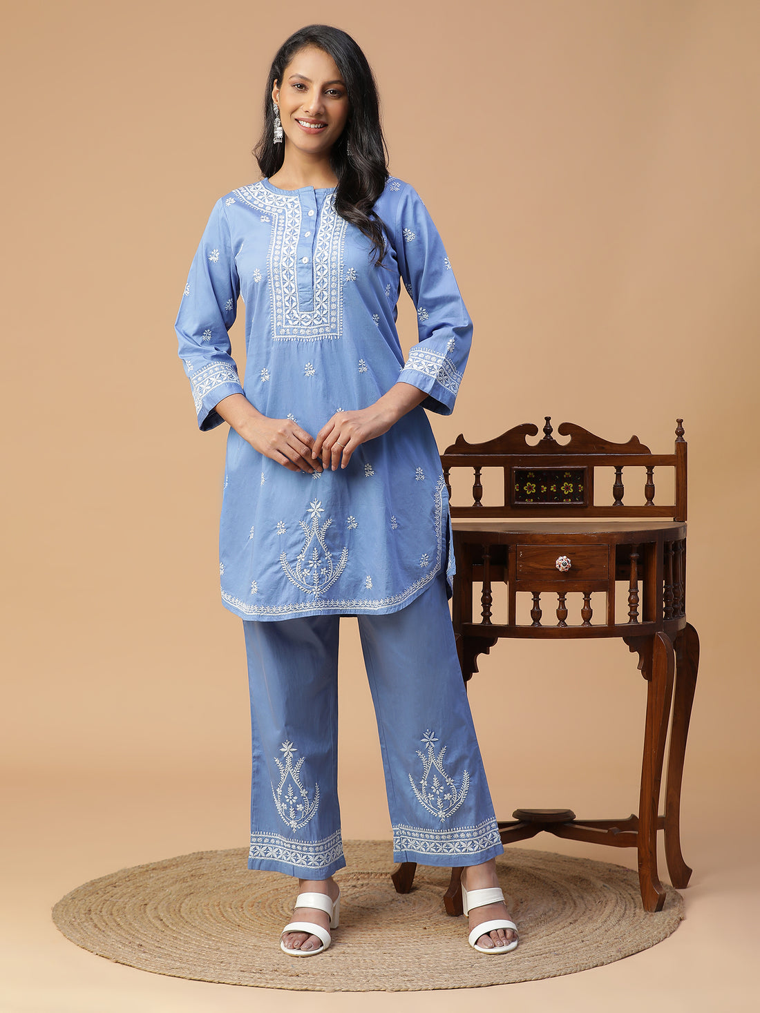 Sapphire Dusk Chikankari Co-ord Set