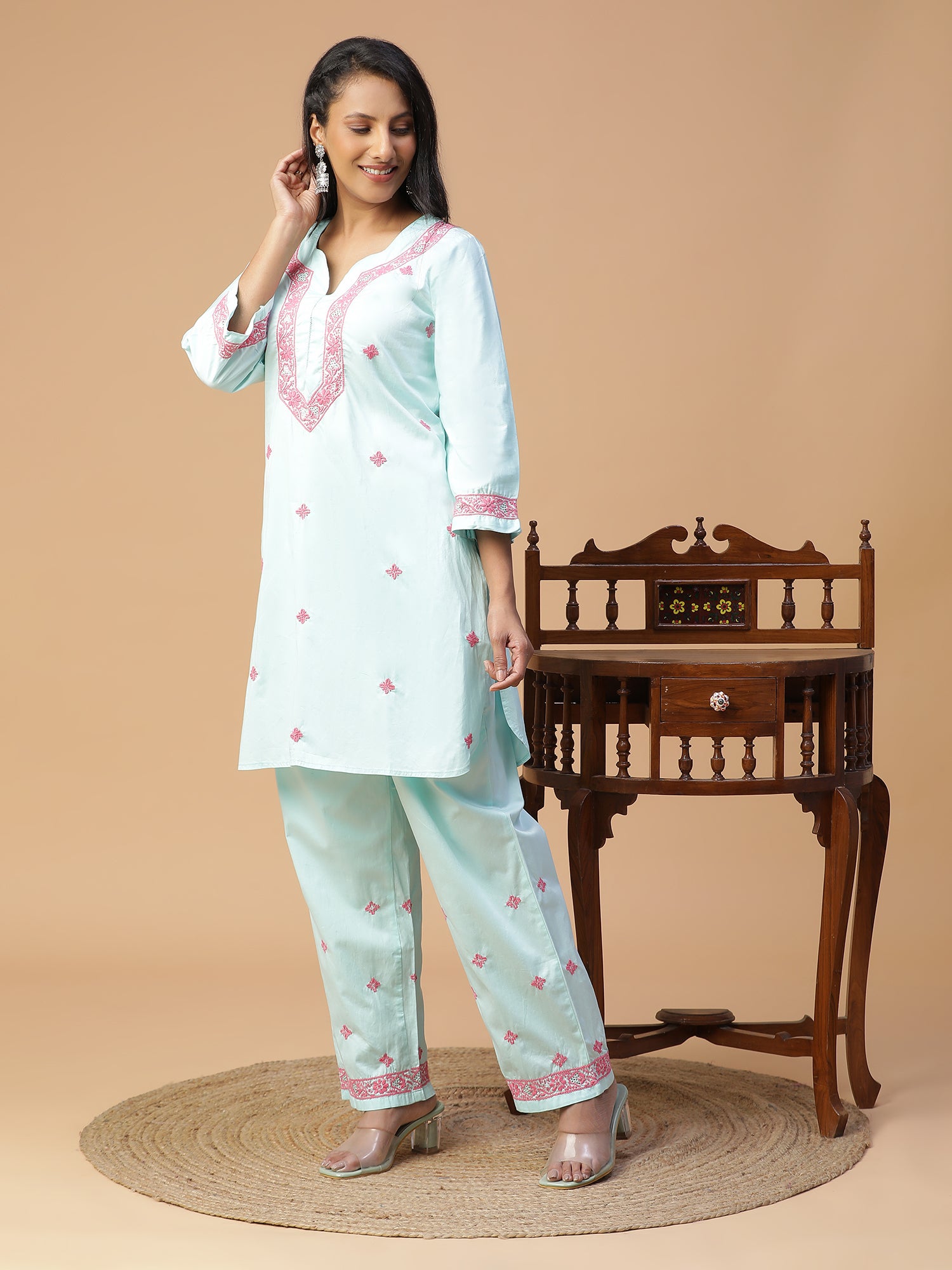 Dewdrop Blue Chikankari Co-ord Set