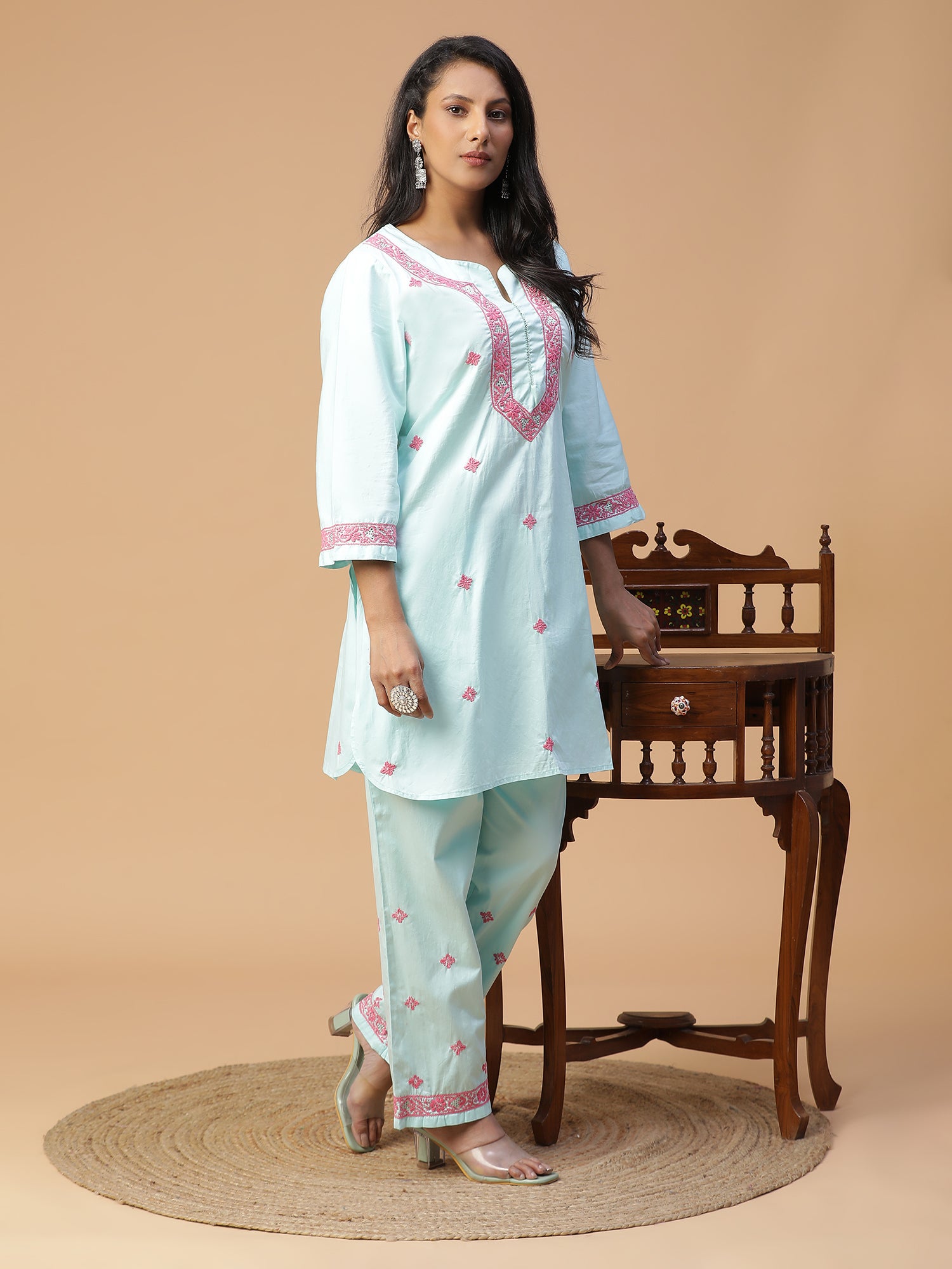 Dewdrop Blue Chikankari Co-ord Set