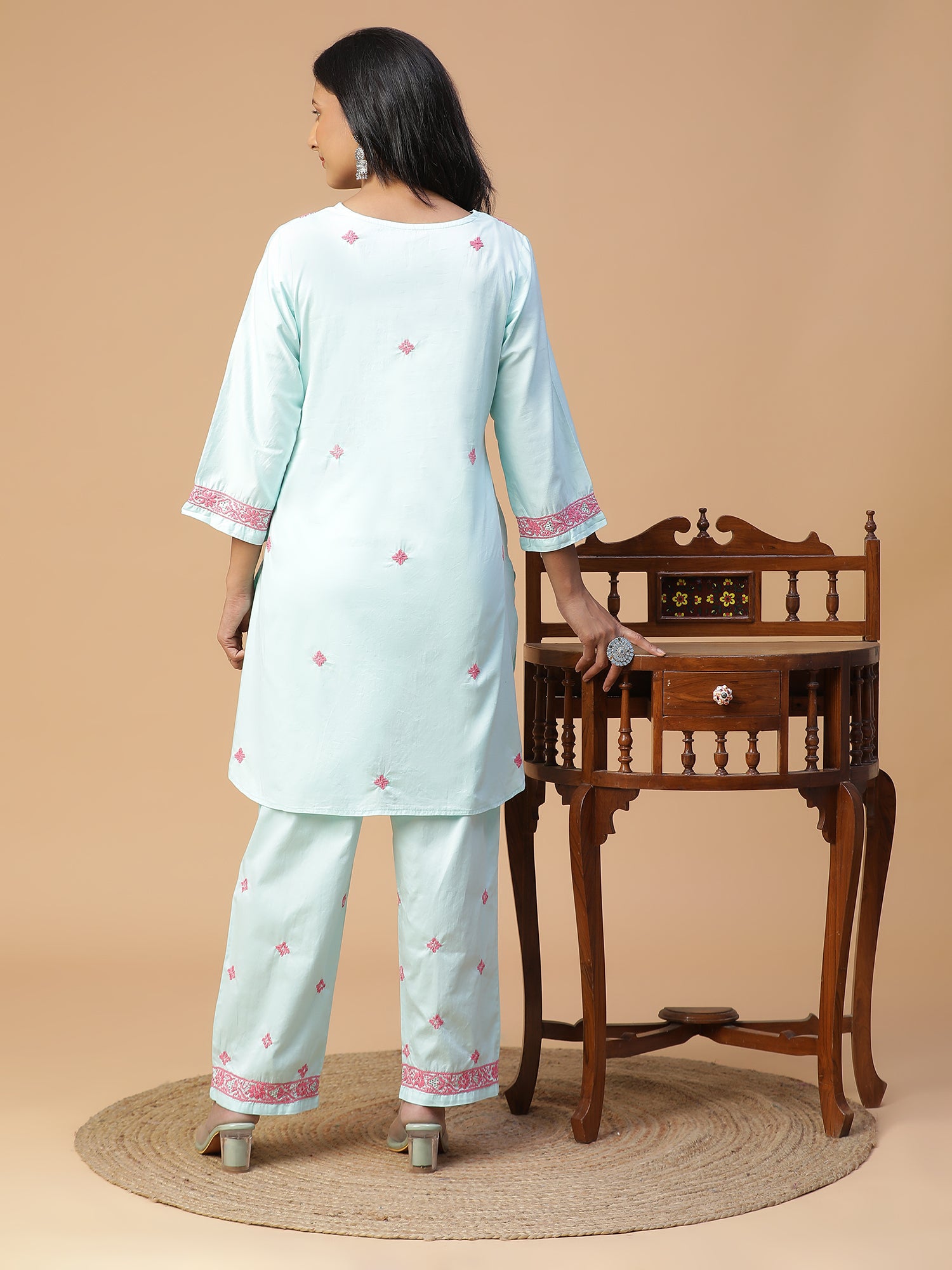 Dewdrop Blue Chikankari Co-ord Set