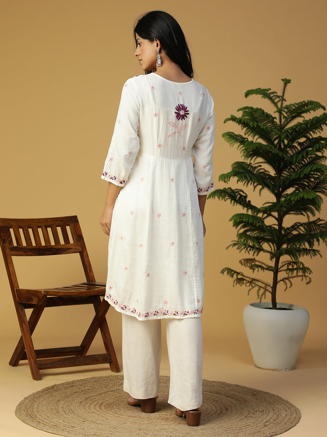 Hand Embroidered Lucknowi Chikankari Cotton Angrakha Neck Kurta CH0135B