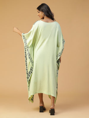 Cotton Chikankari Kaftan in Ghiya Color