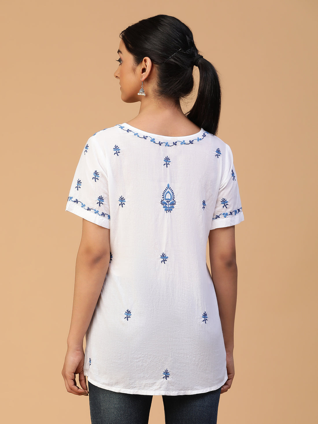 Chikankari Handloom Mulmul Top with Angrakha Neckline