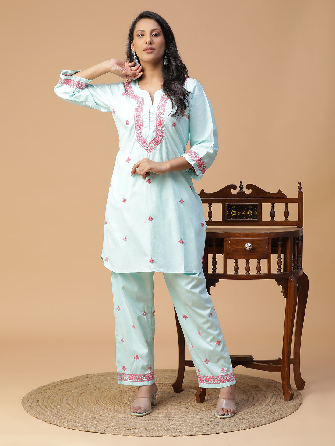 Dewdrop Blue Chikankari Co-ord Set