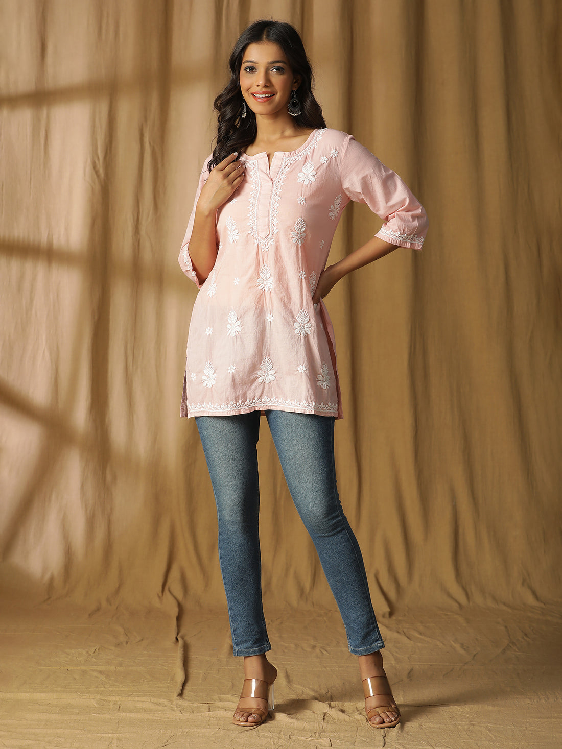 Lucknowi Chikankari Pink Short Top