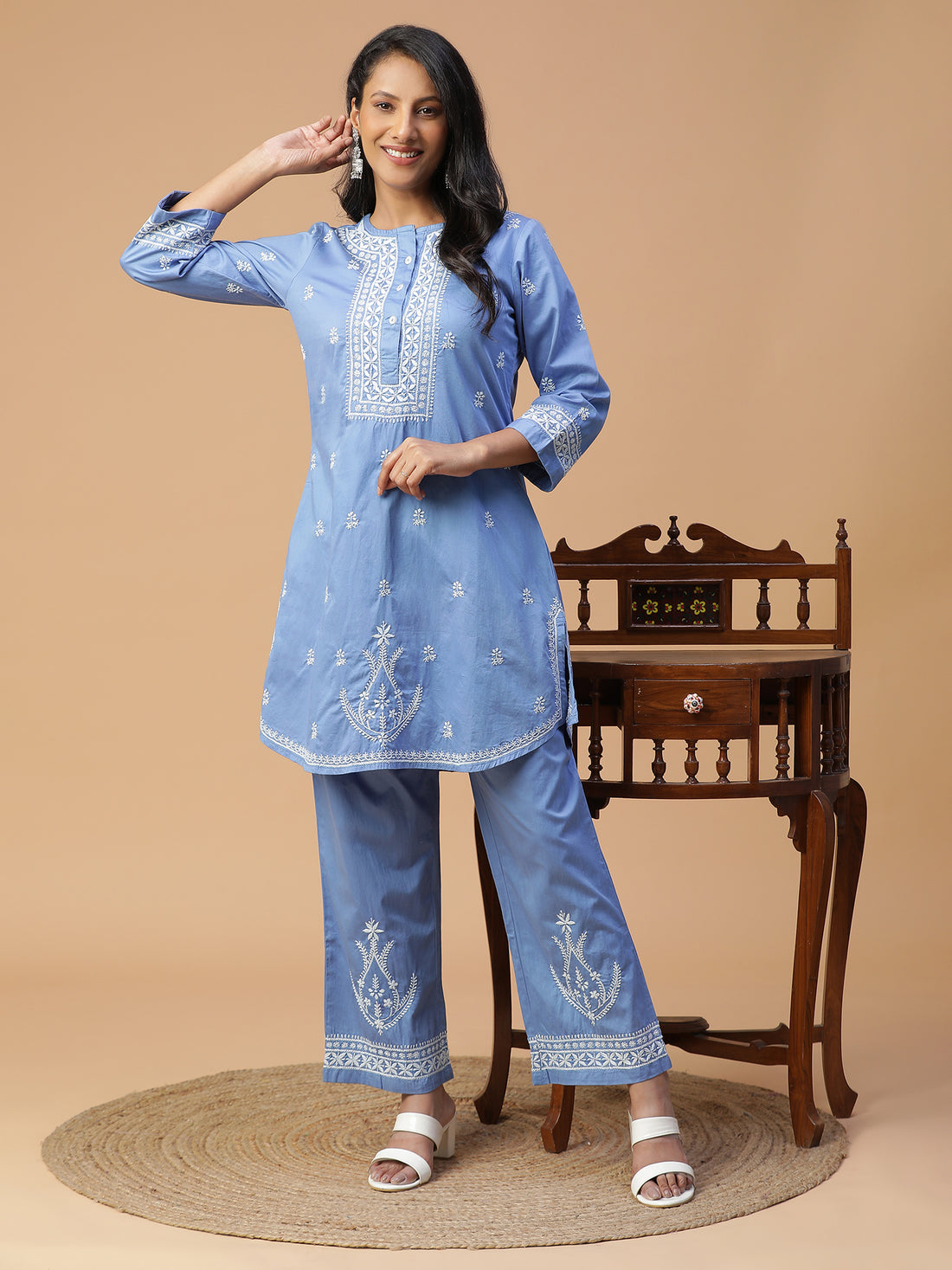 Sapphire Dusk Chikankari Co-ord Set