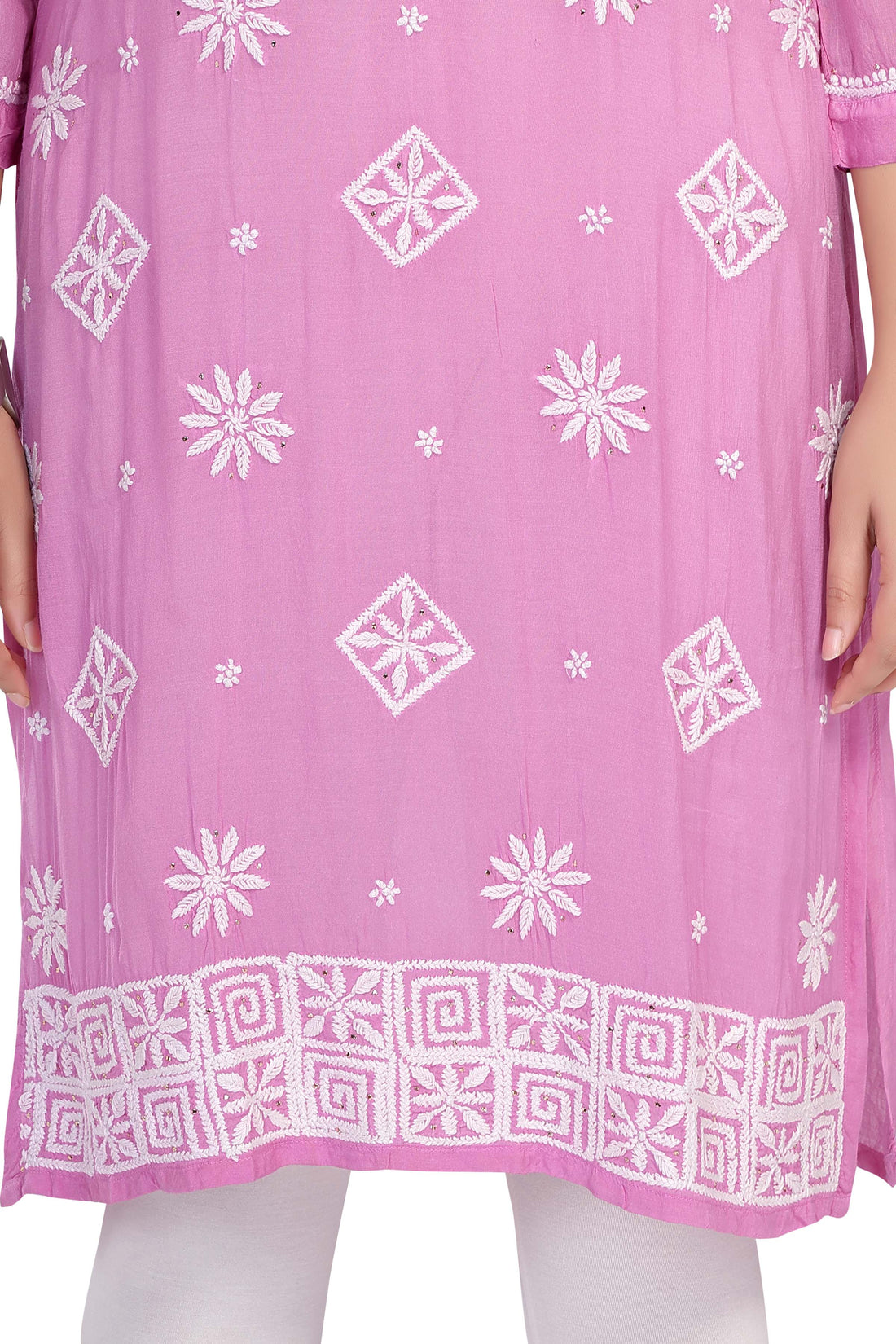 Semal handicrafts Chikankari straight lavender kurta