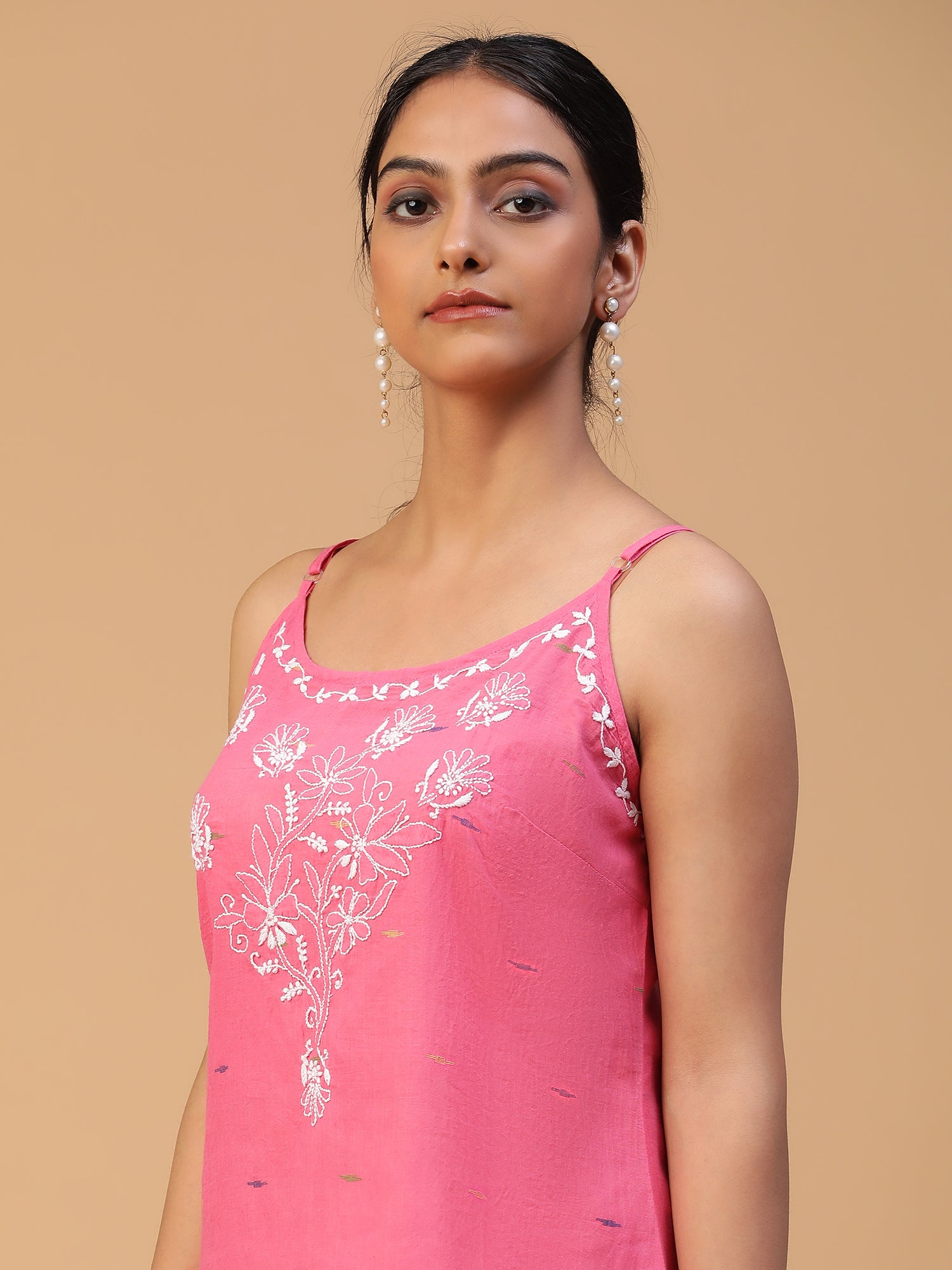 Pretty in Pink Chikankari Handloom Jamdani Top