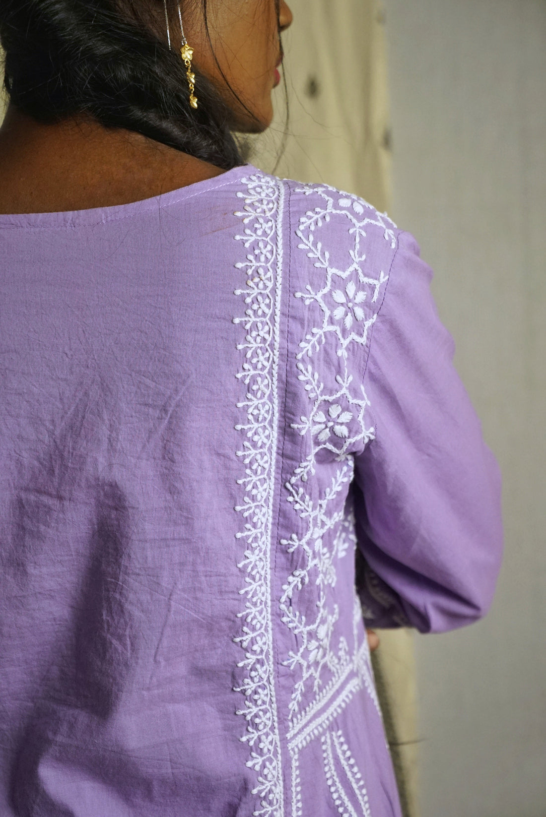 SEMAL CHIKANKARI COTTON PURPLE COLOUR LACE DETAILING PANNEL KURTA SET CH0228