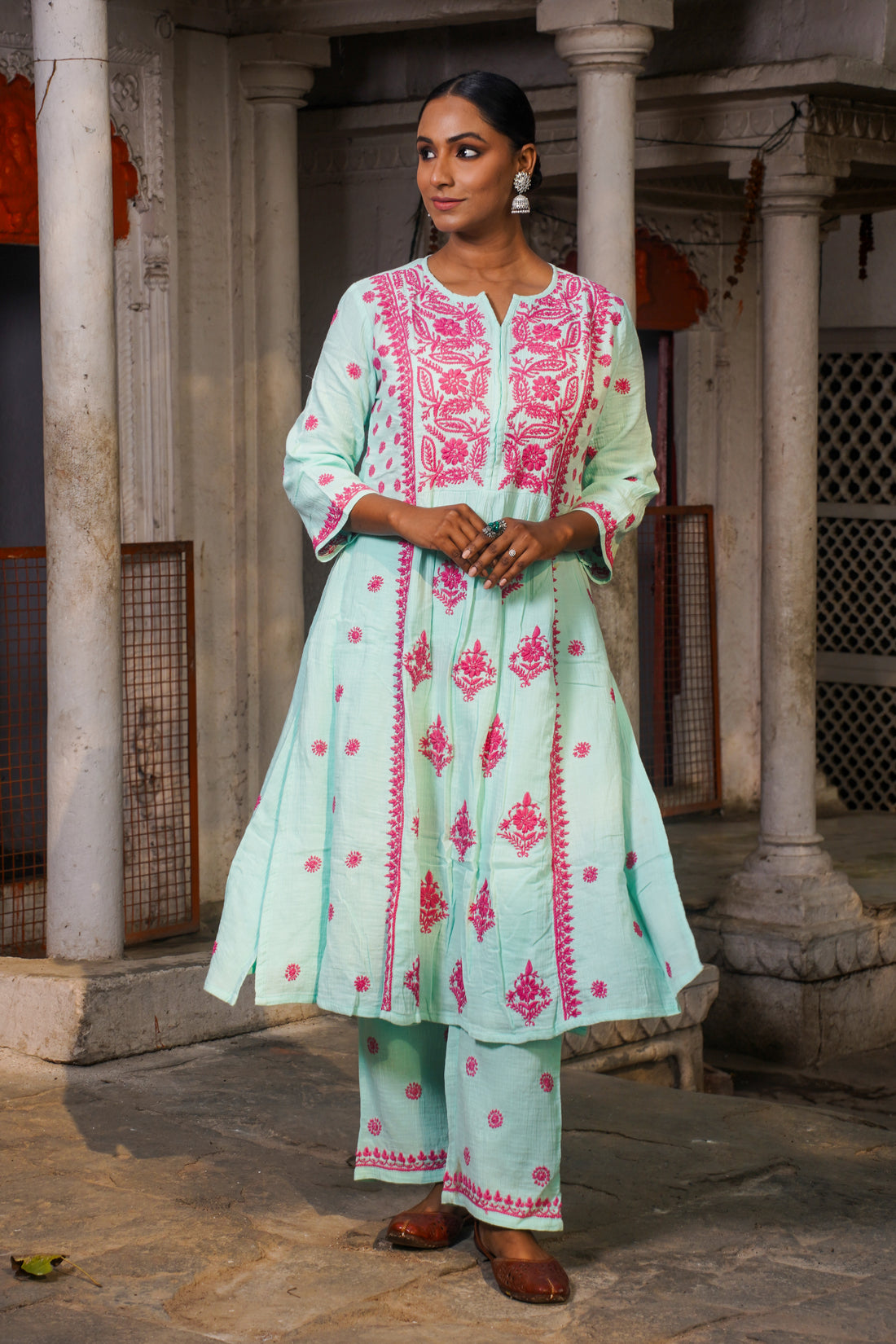 Dewdrop Blue Chikankari Kurta Set