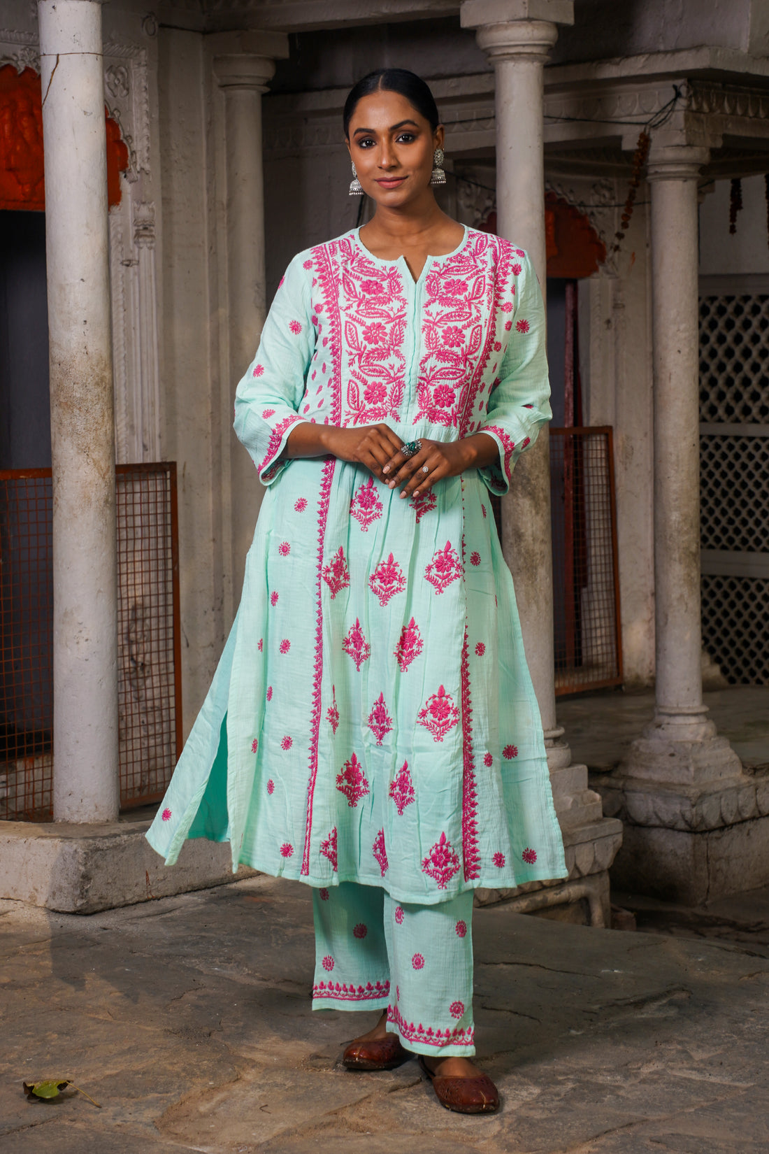 Dewdrop Blue Chikankari Kurta Set