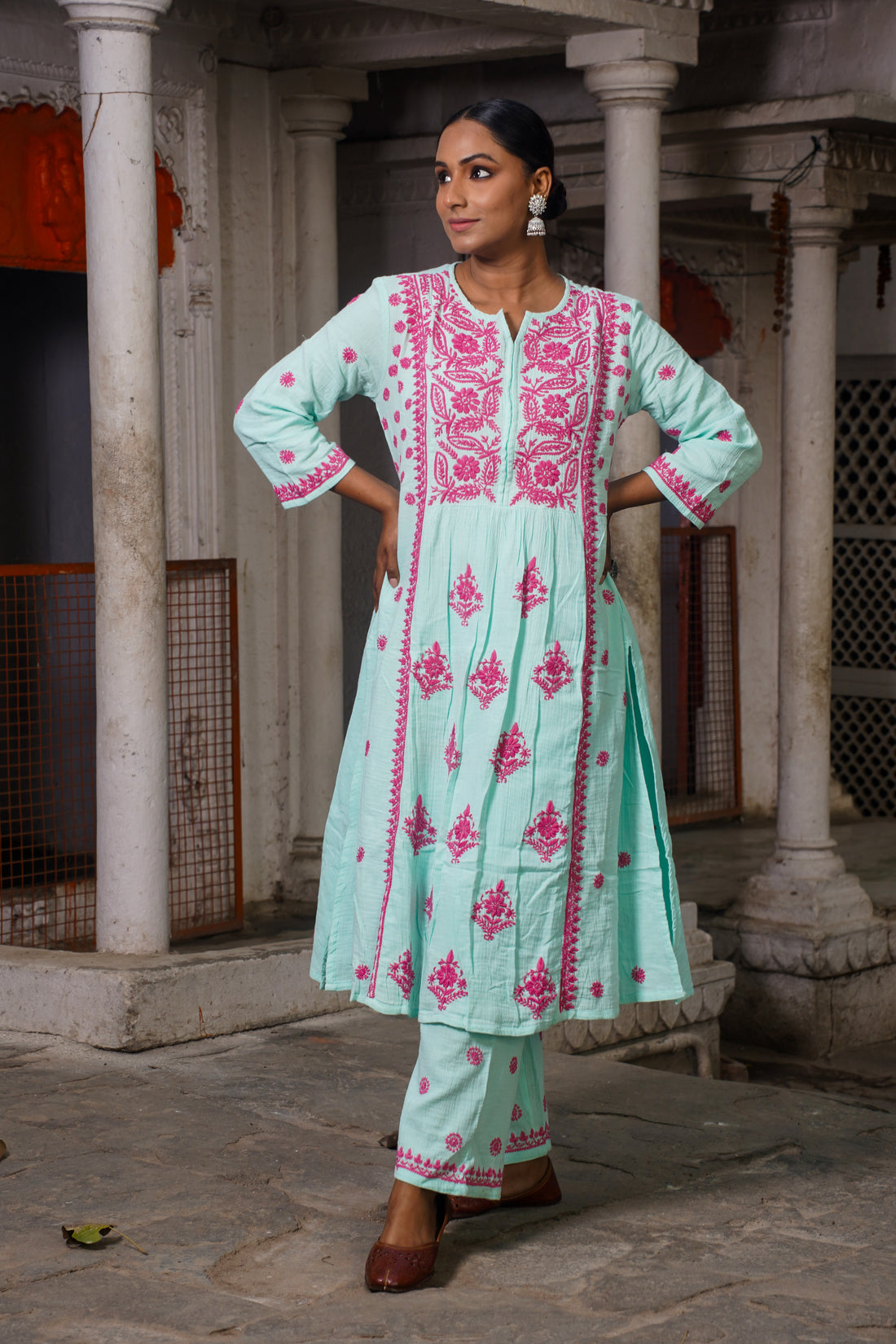 Dewdrop Blue Chikankari Kurta Set