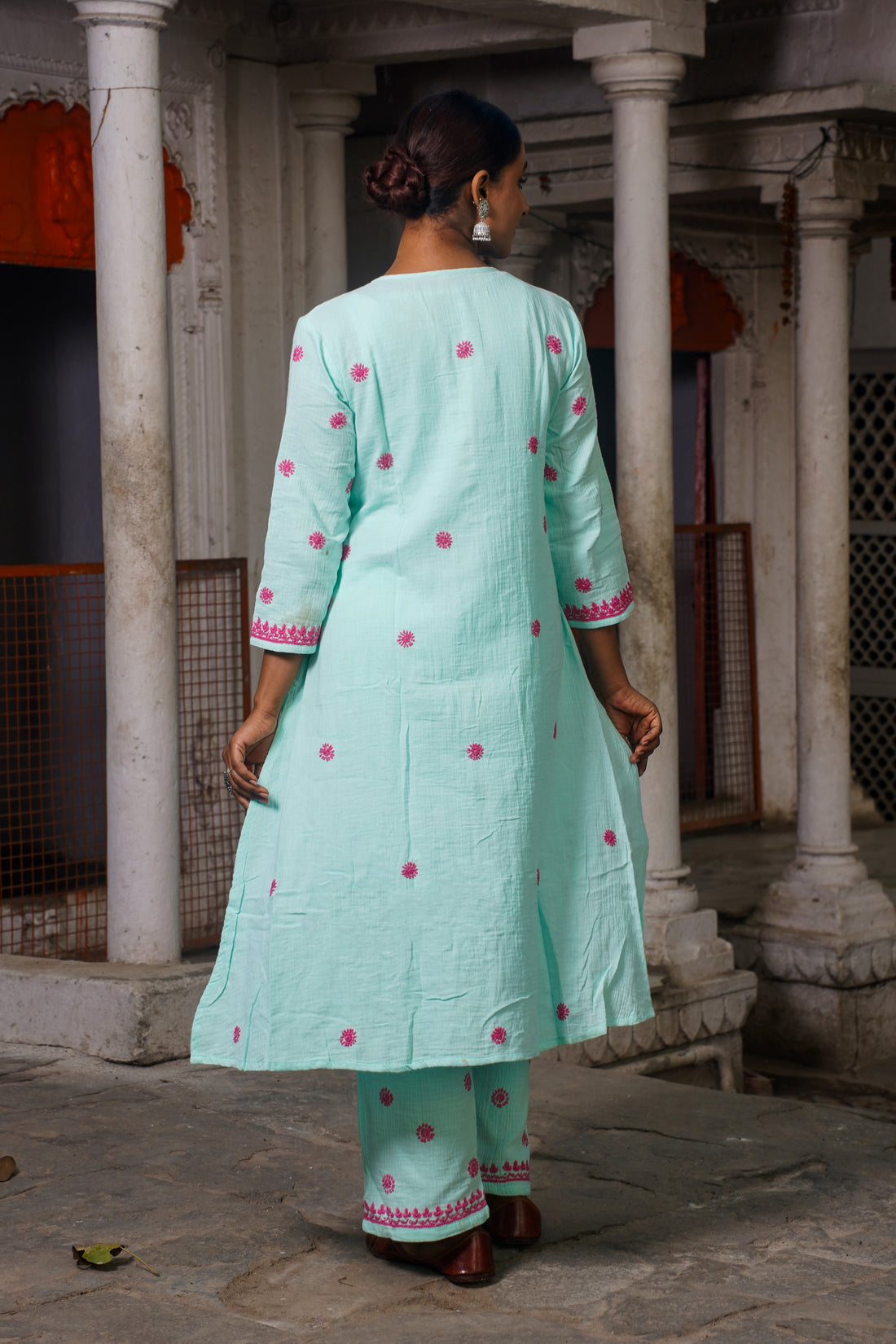 Dewdrop Blue Chikankari Kurta Set