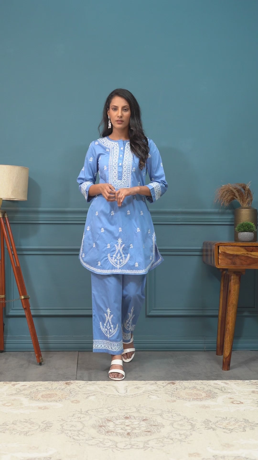 Sapphire Dusk Chikankari Co-ord Set