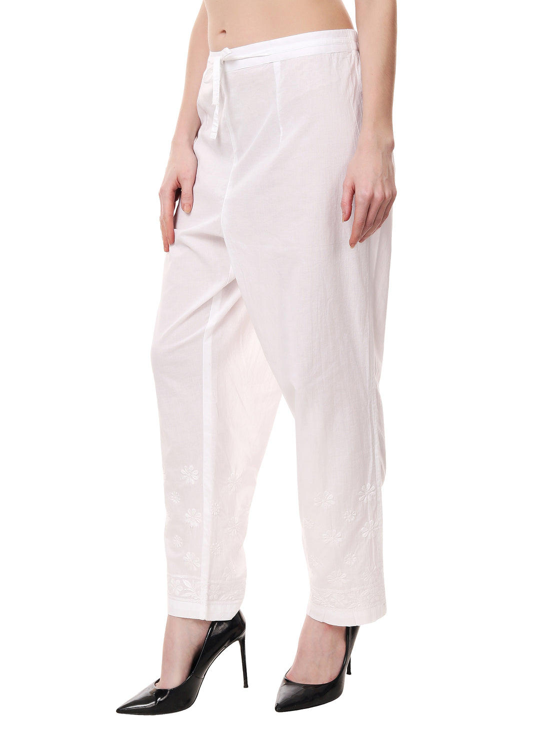 Chikankari cotton straight pants