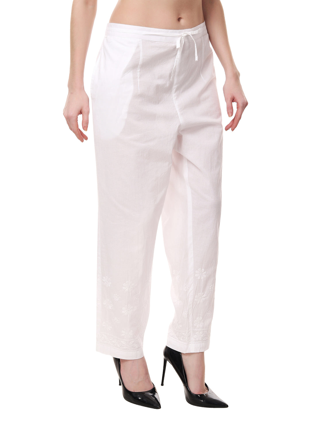 Chikankari cotton straight pants