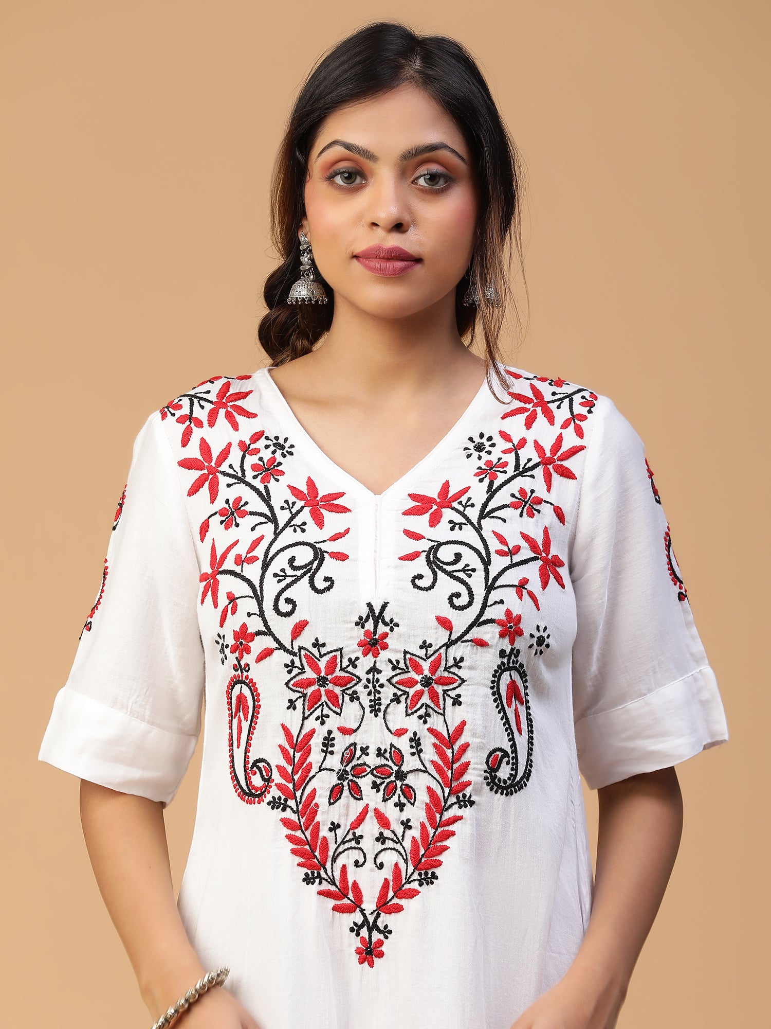 CHIKANKARI DOUBLE LAYERED KURTA & SHARARA SET