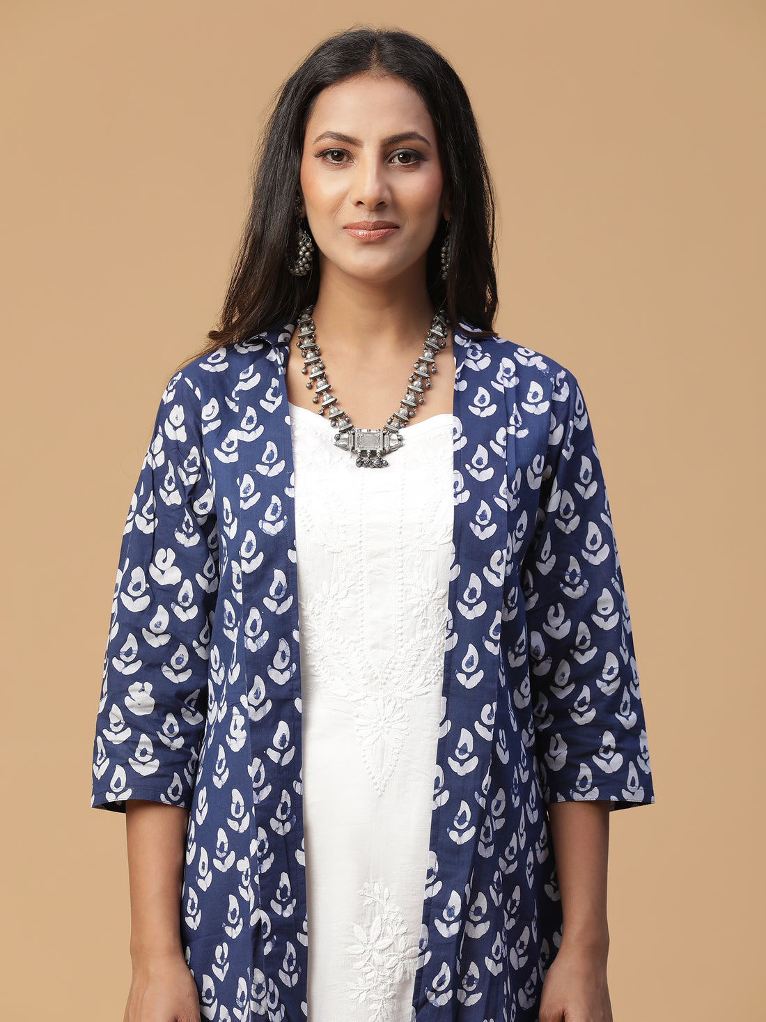 Cotton Hand block printed Indigo Artistry Shrug