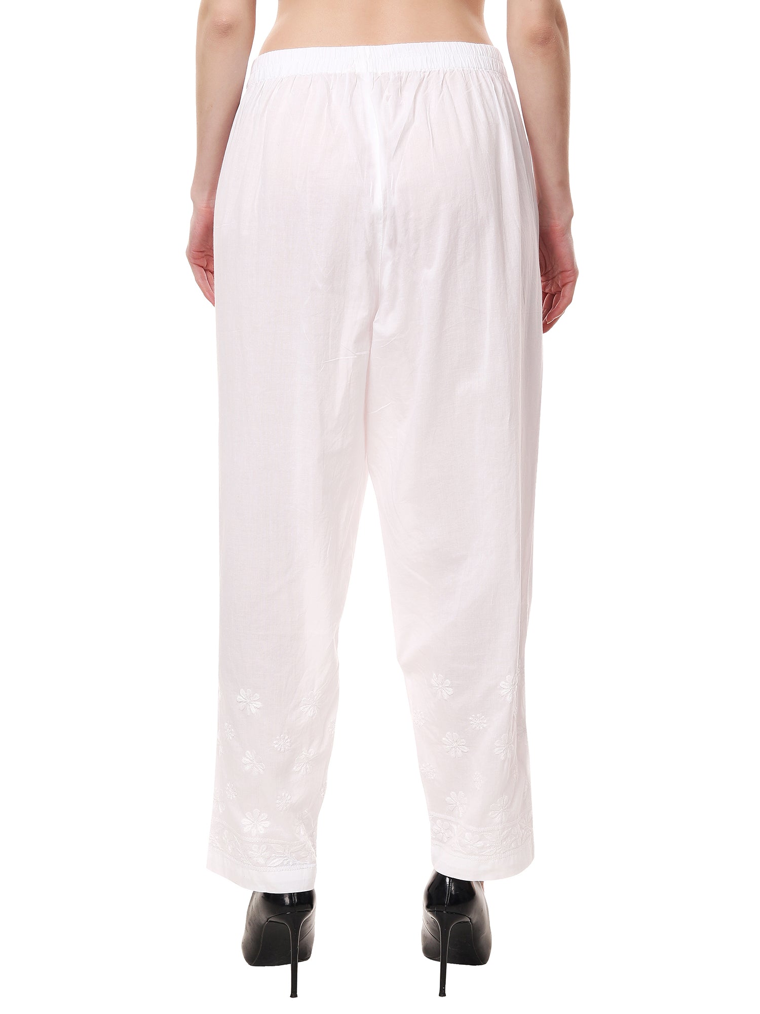 Chikankari cotton straight pants